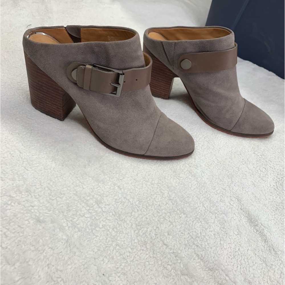 Linea Paolo GUC Gray Suede Leather Block Heel Clog size 8.5 - Picture 1 of 13